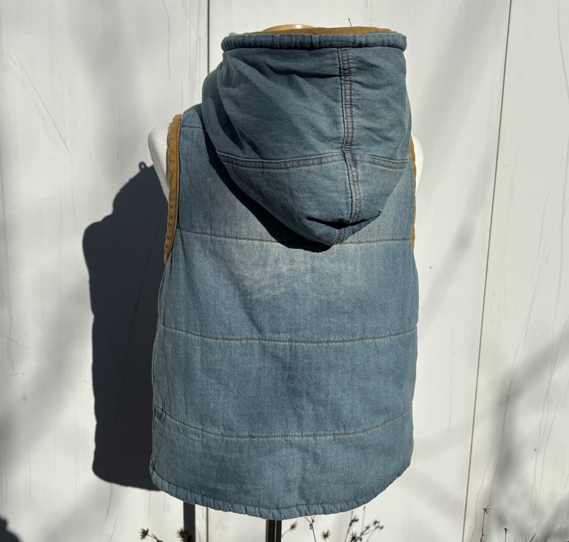 Petit Fleur 쁘띠플뢰르 빈티지 데님 양털 후드 베스트 상품이미지3