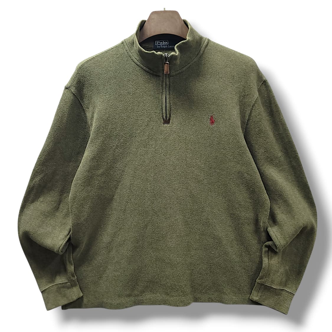[L] 폴로 카키 코튼 하프 집업 스웨터 니트 상품이미지1