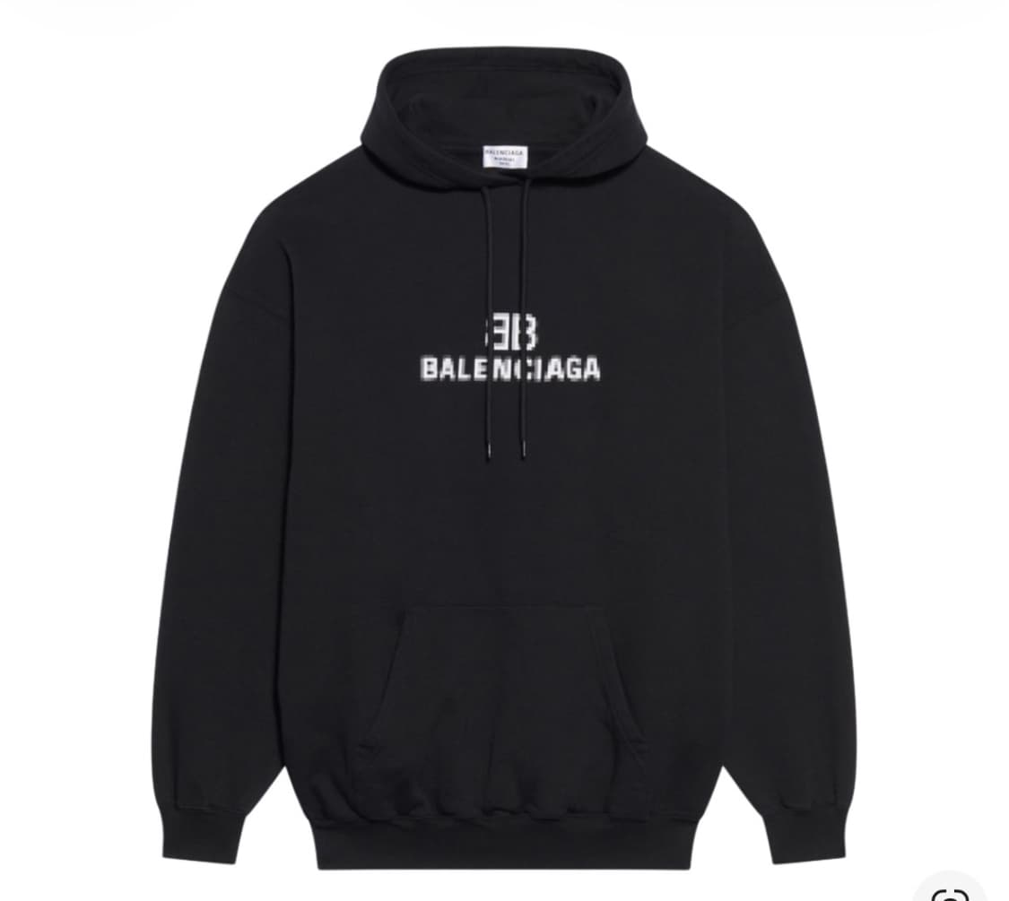 (W) 발렌시아가 BB 픽셀 미디움 핏 후드 블랙 XS 판매 상품이미지1