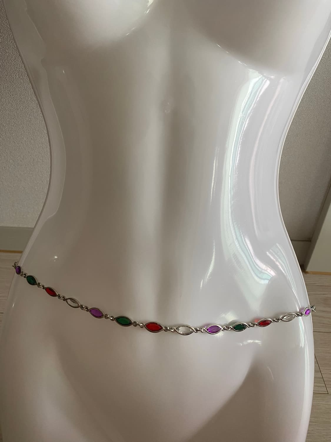 빈티지 컬러 무지개 은장 체인 목걸이 겸 벨트 상품이미지6