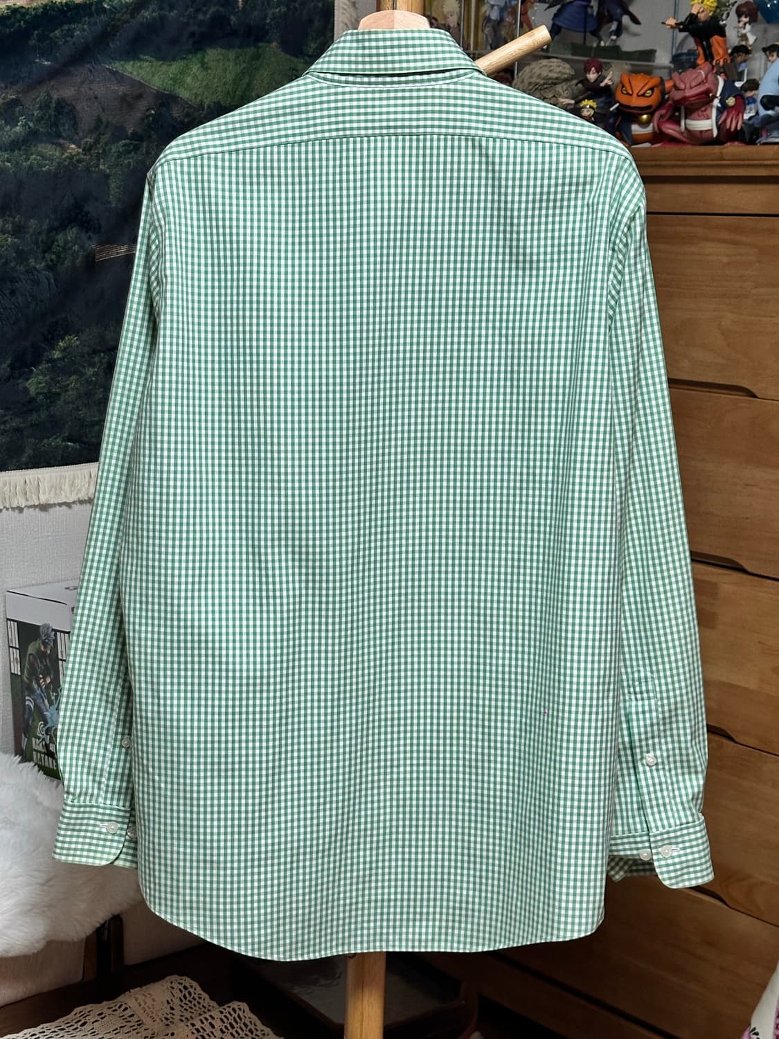 브룩스브라더스 버튼다운 깅엄체크셔츠/L/그린 상품이미지3