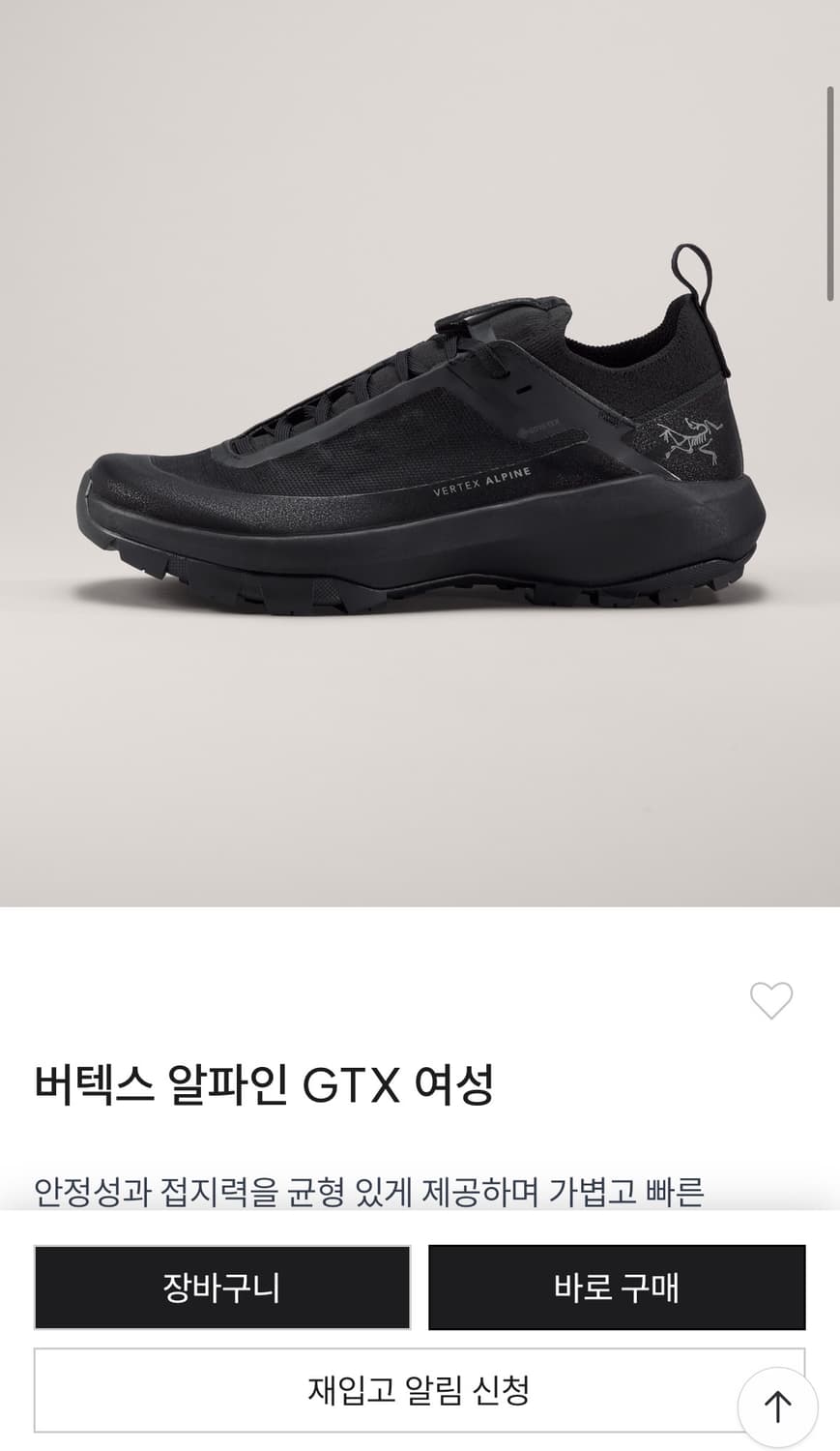 [W260] 아크테릭스 버텍스 알파인 고어텍스 gtx 상품이미지1