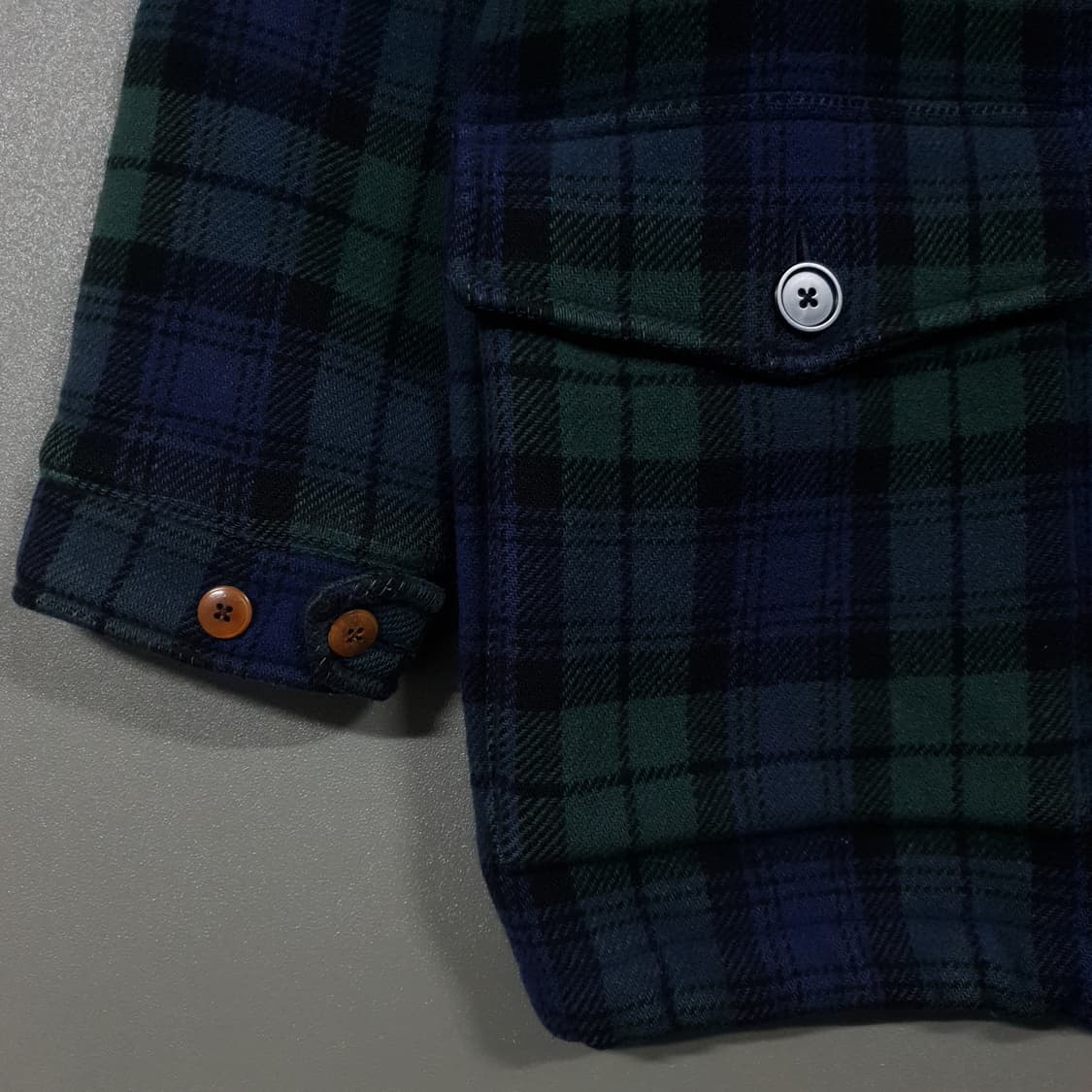 실측 XL) 폴로 랄프로렌 90s 블랙와치 타탄체크 울 코트 후드 자켓 상품이미지3