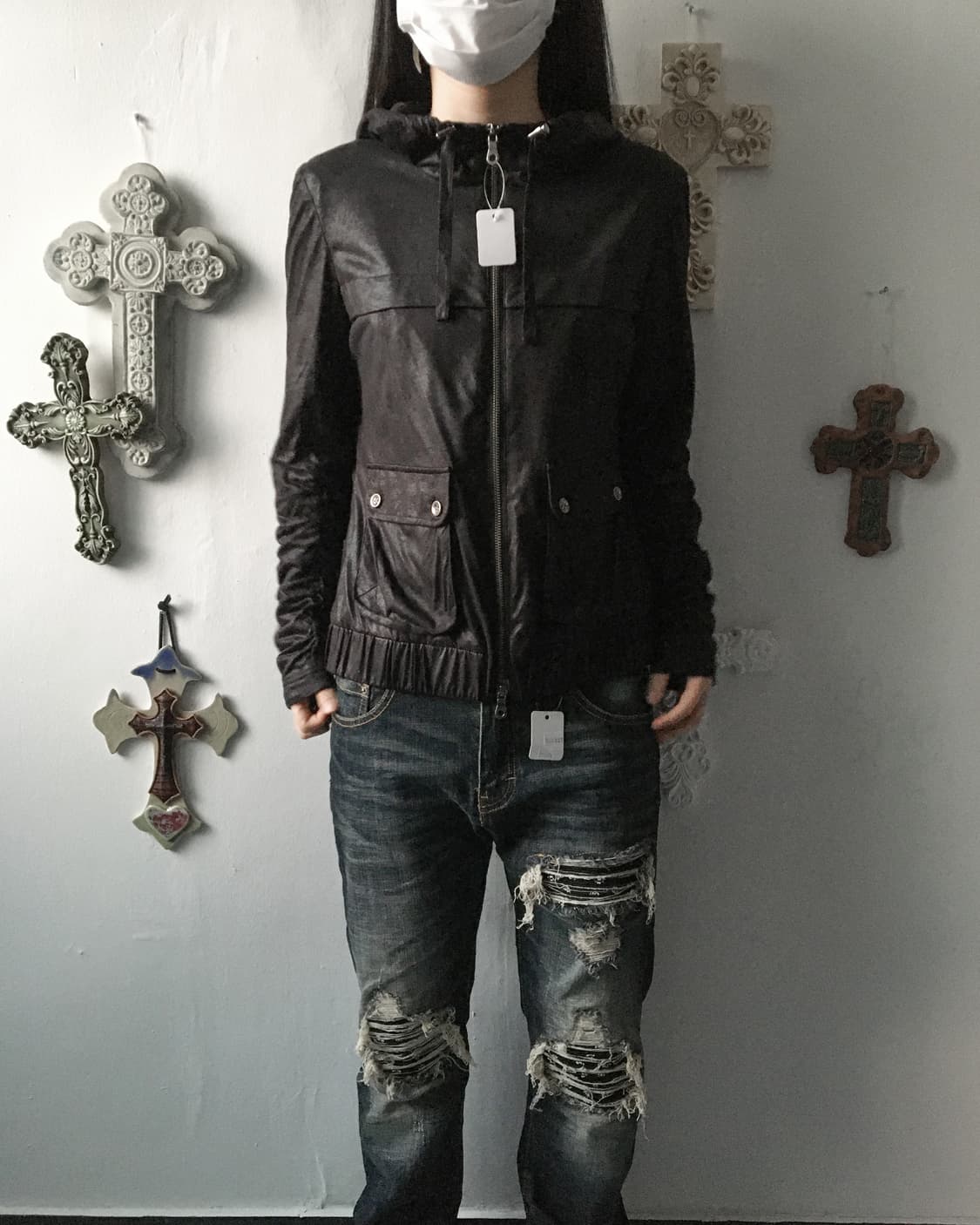 Fabric point hood zip up 상품이미지6