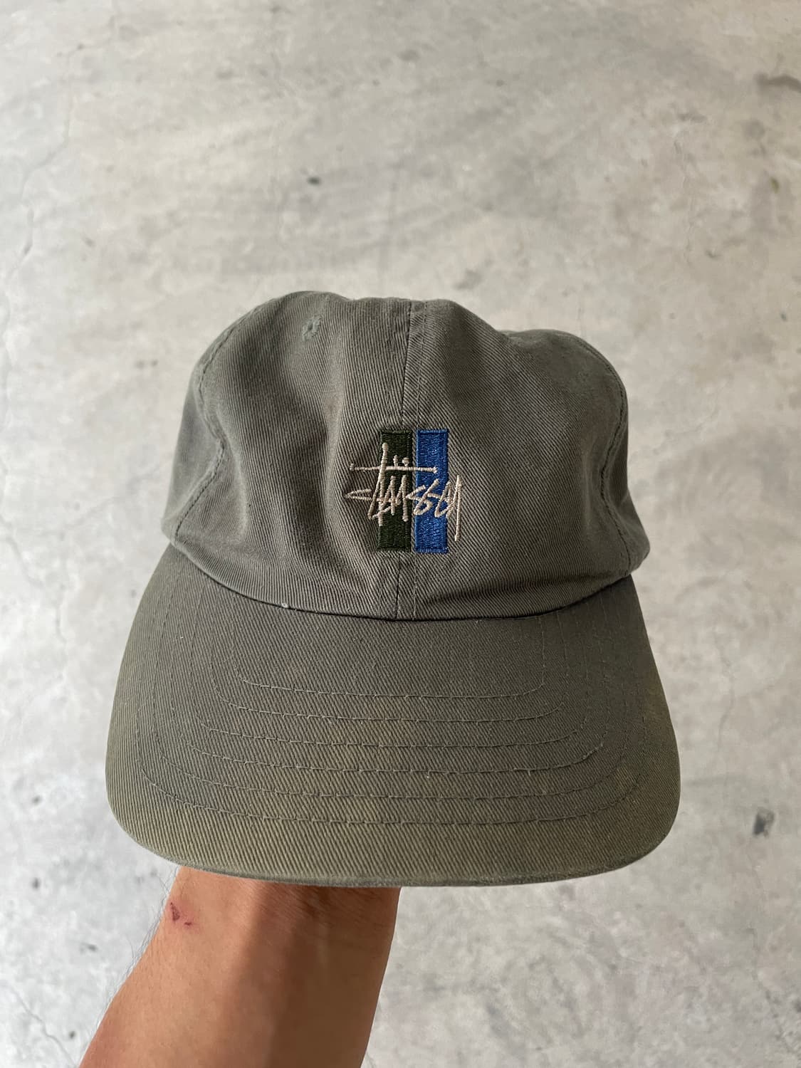 90s-00s Stussy Faded Olive Green Ball Ca 상품이미지6