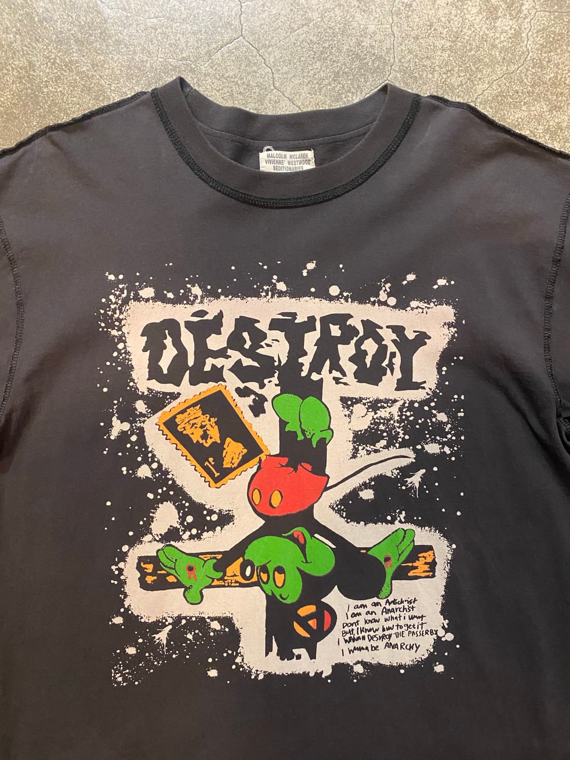 빈티지 디스트로이 그린미키마우스 반팔티 상품이미지3