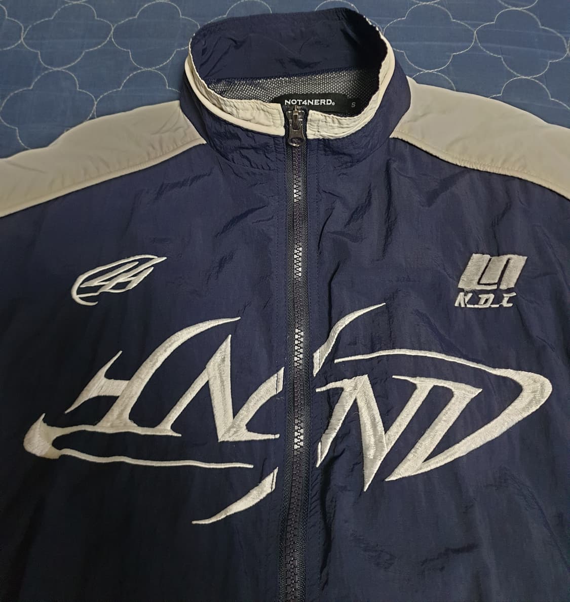 낫포너드 나일론 레이싱 바람막이 자켓 네이비 (S) 상품이미지2