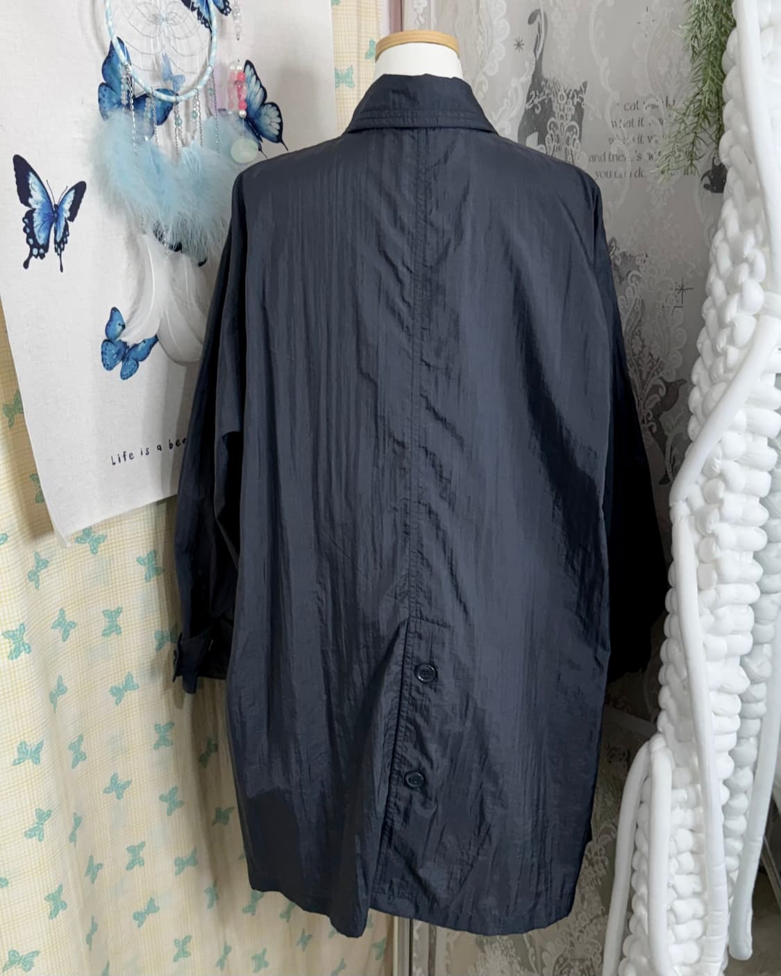 블루 그레이 넥버클 바람막이 코트 자켓 상품이미지7