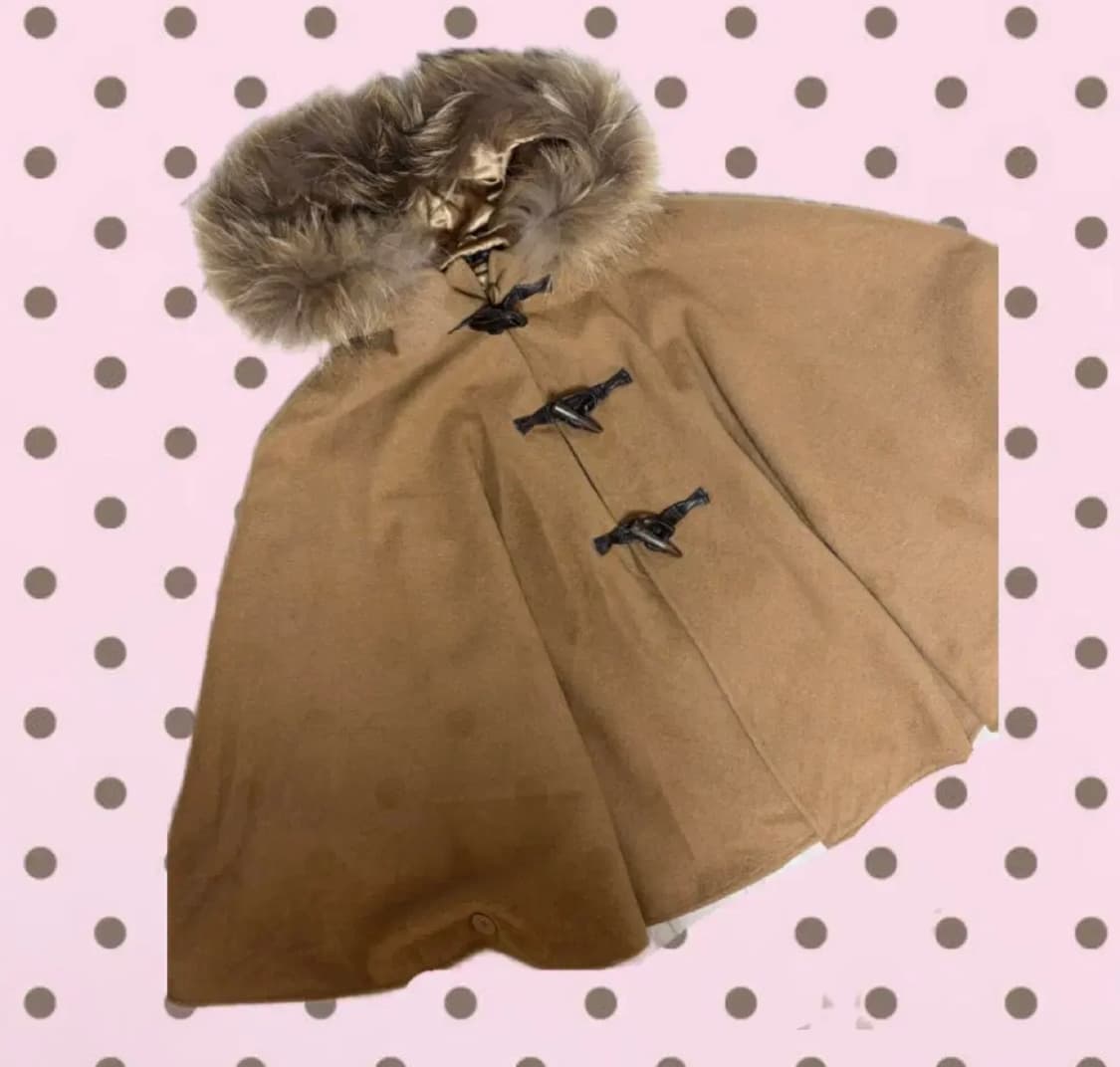 라떼갸루깔 브라운 케이프 퍼후드 떡볶이단추 포인트 상품이미지1