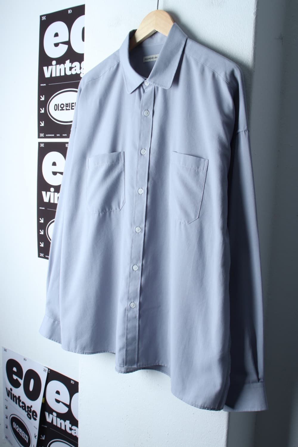 (L-XL) 다이아몬드 레이라 셔츠 남방 투포켓 연블루 무지-H33532 상품이미지1