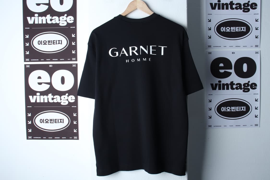(M-XL) 가넷옴므 반팔 티셔츠 새상품 놈코어 블랙-H32467 상품이미지6