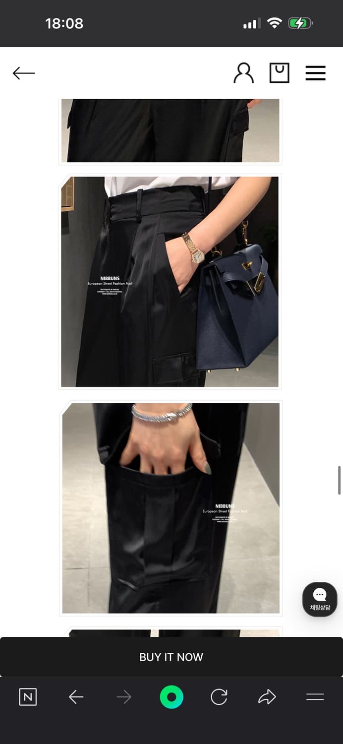 ✨니쁜스 프리미엄 블랙 카고 새틴 슬랙스 ✨ 상품이미지4