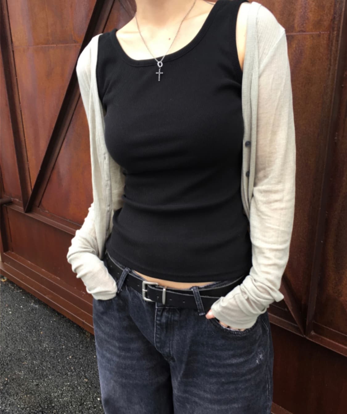 이즈이즈 가디건 New Tencel Cardigan 올리브 그린 상품이미지1