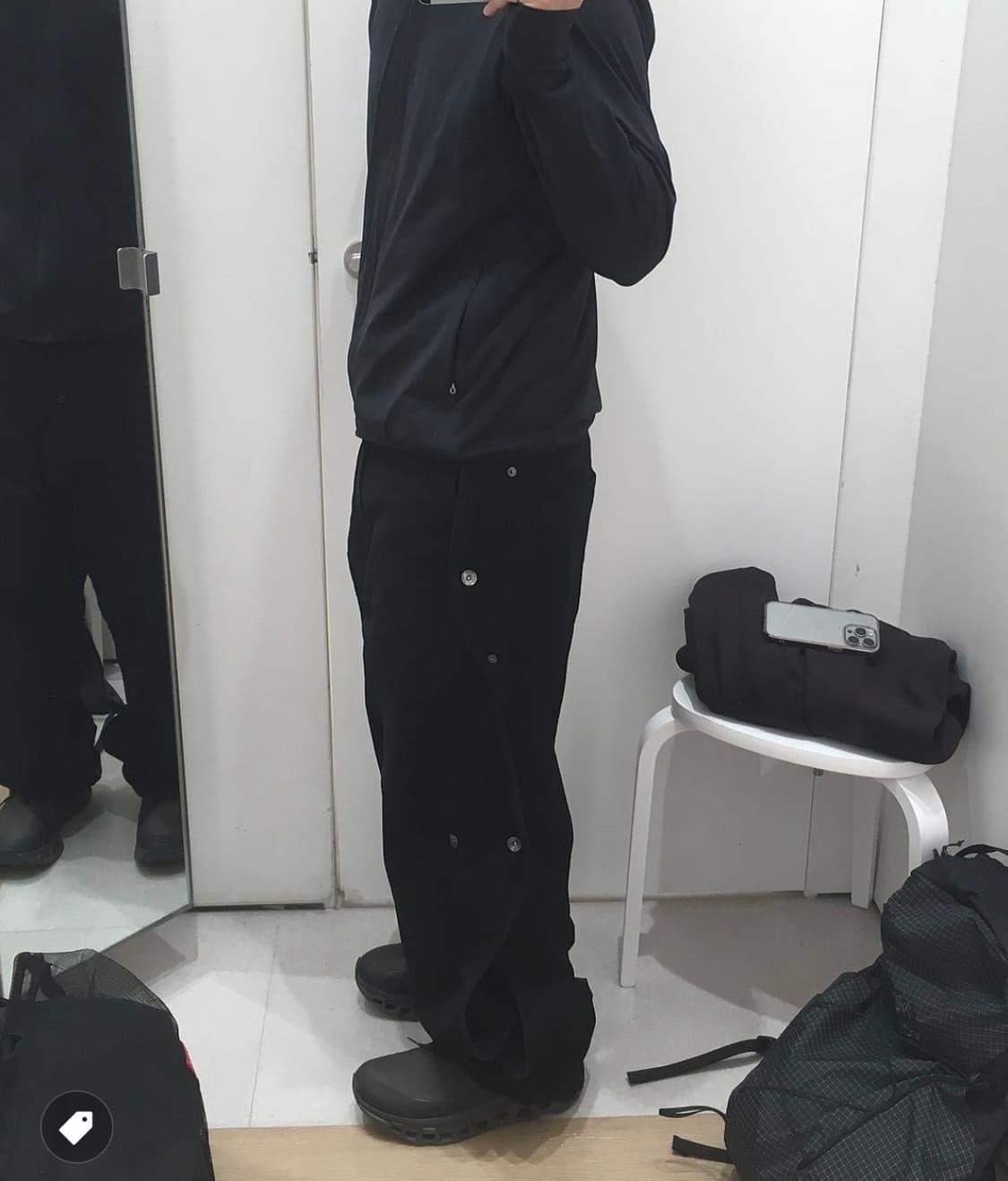 산산기어 코튼 웨이브 팬츠 블랙 상품이미지1