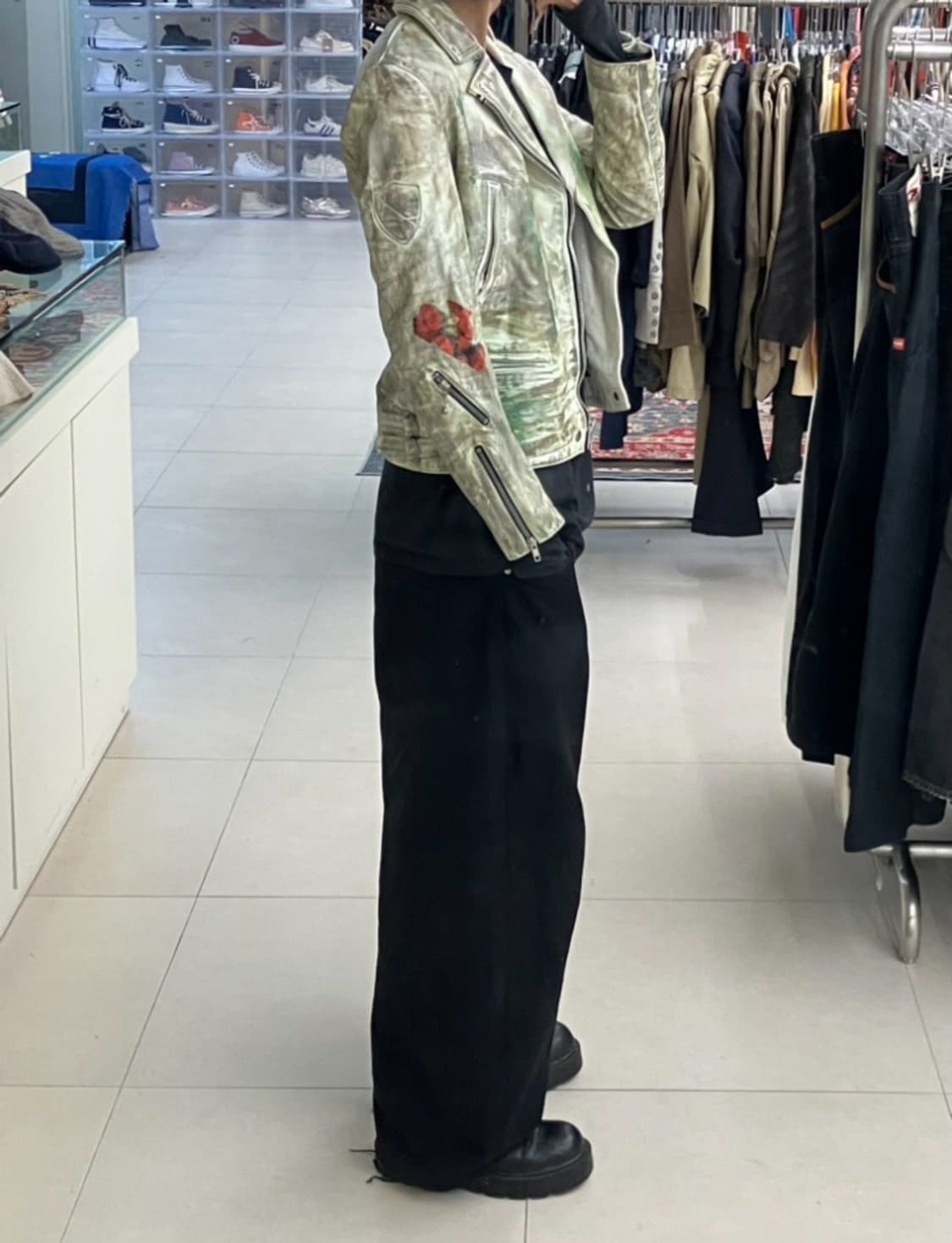 진호진스 트레쉬드 레더 라이더 자켓 S 상품이미지9