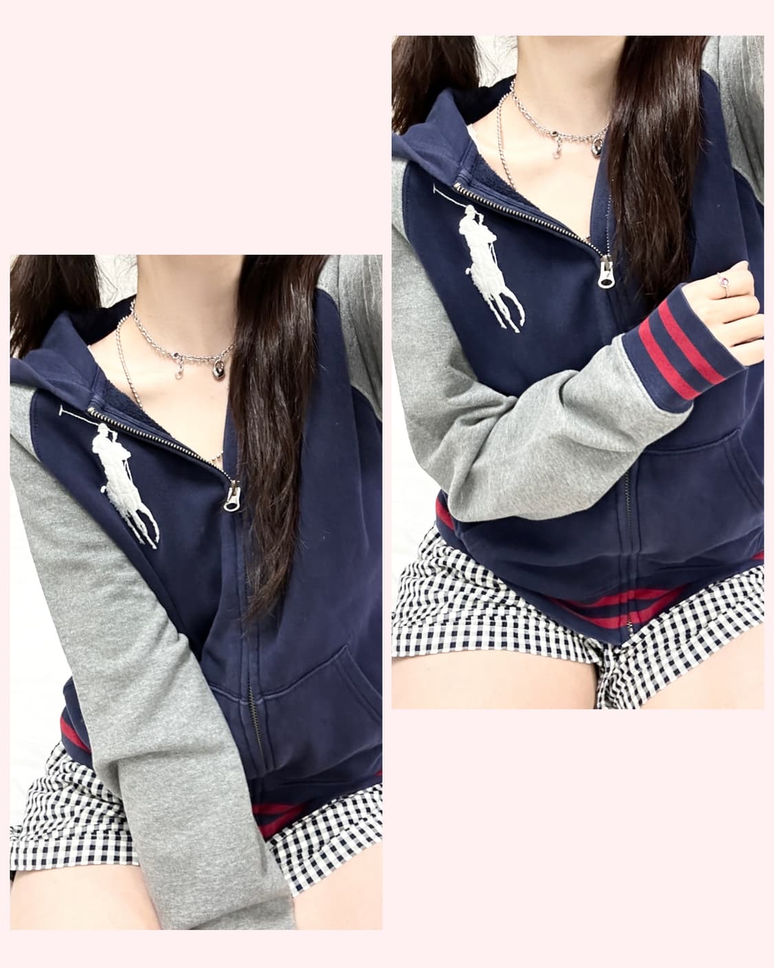 폴로 빅포니 배색 후드집업 상품이미지1