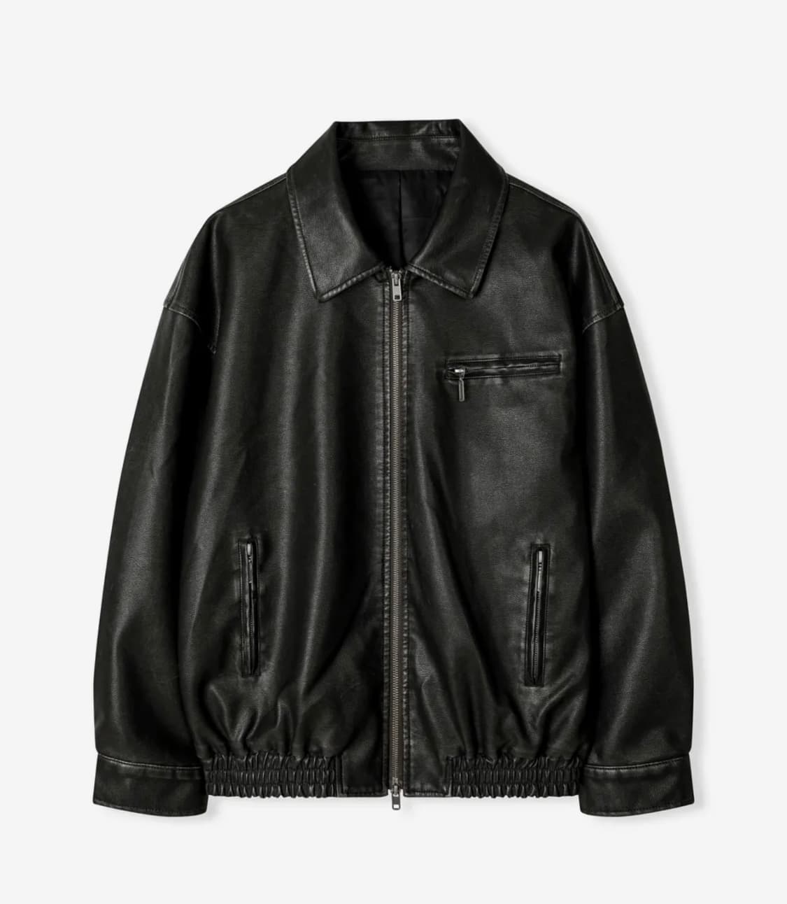 레더리 워시드 레더 오버핏 블루종 자켓 상품이미지1