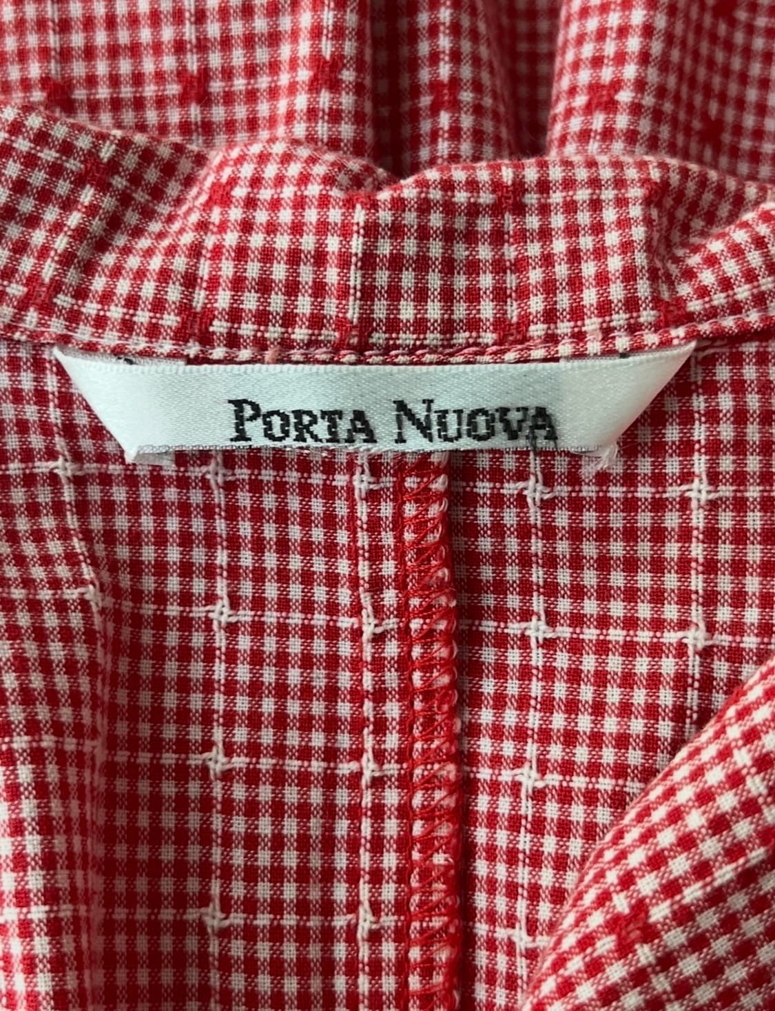 Porta Nuova 빈티지 레드 깅엄 체크 자수 원피스 상품이미지10