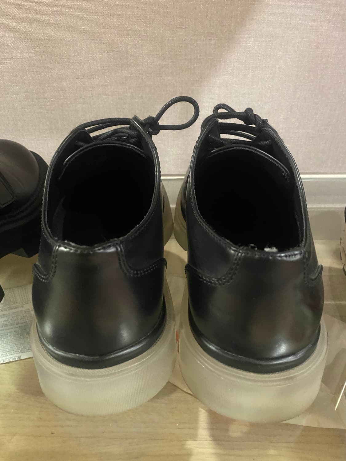 자라 레더 더비슈즈 블랙 265 굽4cm 상품이미지3