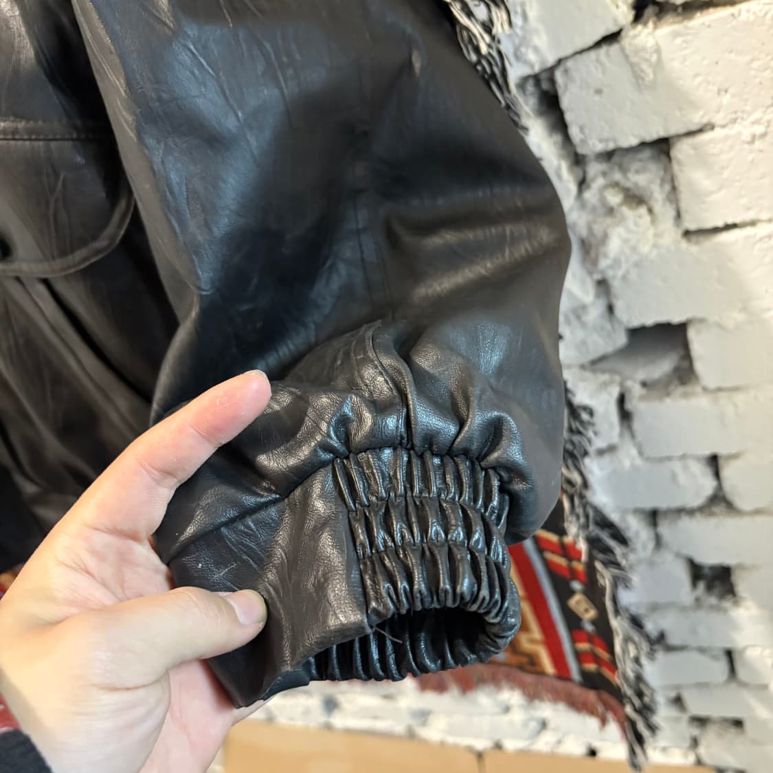 CITY JOY 빈티지 무스탕 봄버 가죽자켓 상품이미지6