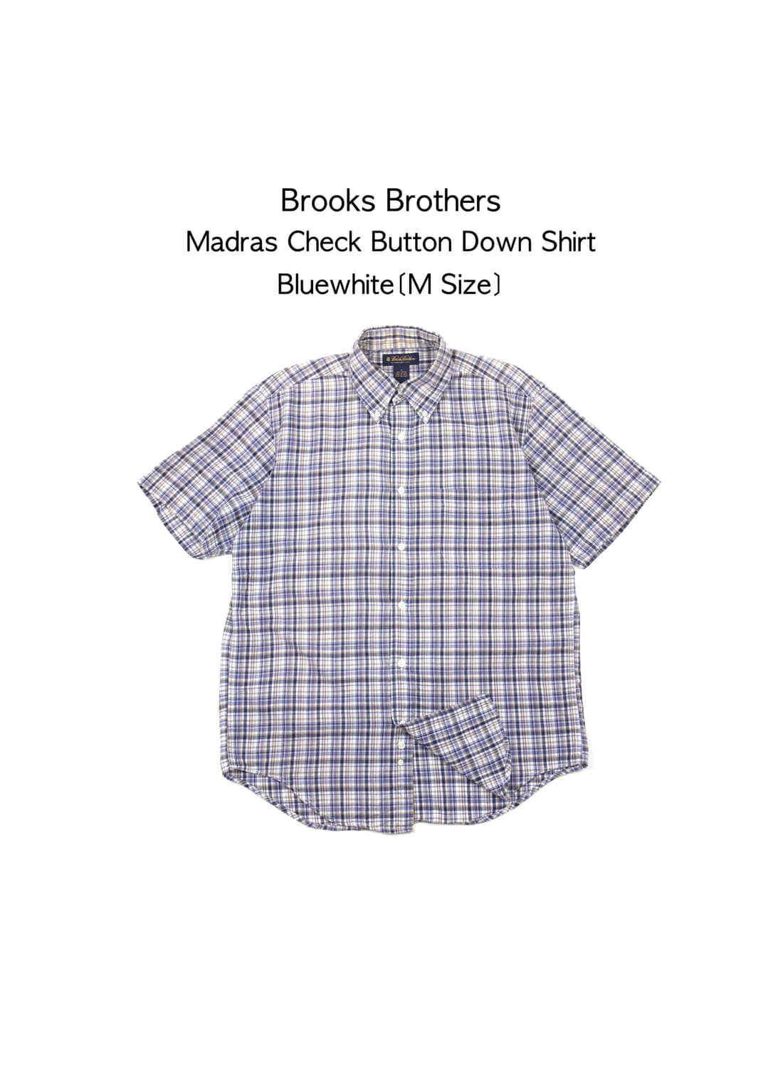 Brooks Brothers 마드라스 체크 버튼다운 셔츠 블루화이트 상품이미지1