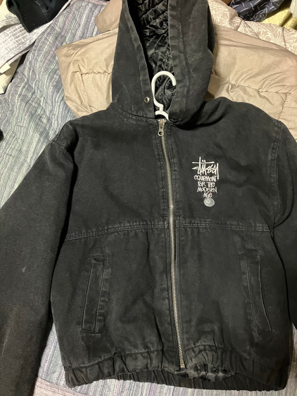 (M)스투시 22fw캔버스 인슐레이티드 워크 자켓 블랙 상품이미지1