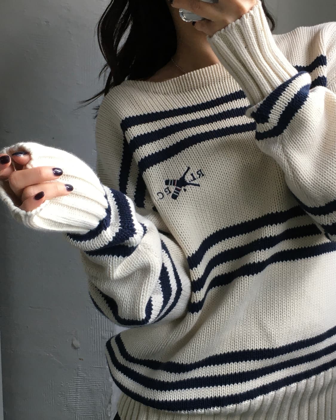 Polo 폴로 랄프로렌 90’s RLPC로고 단가라 보트넥 코튼 니트 상품이미지3