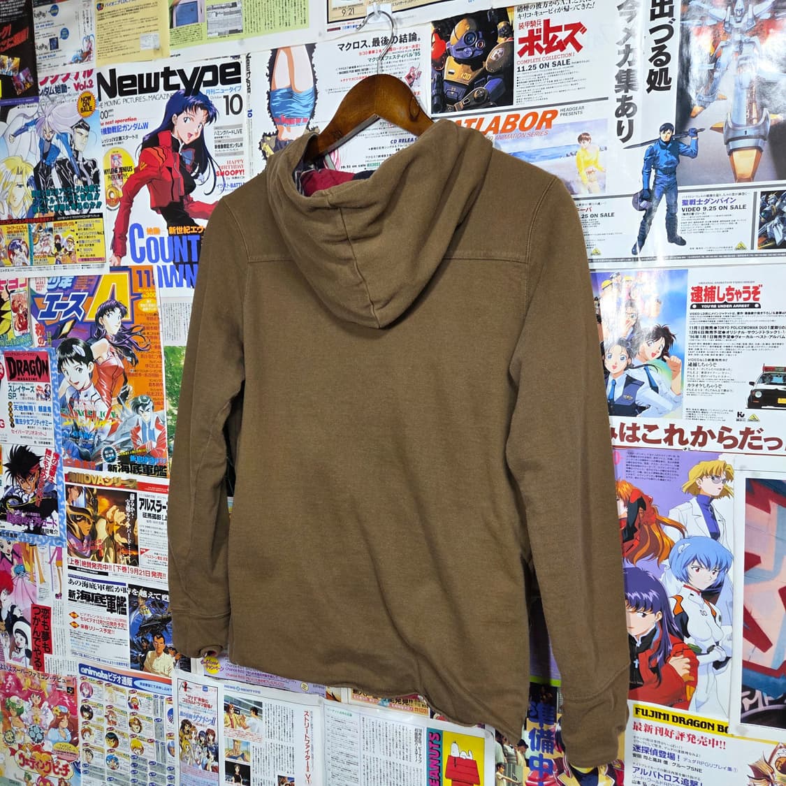 JPN 모리걸 카키 브라운 투웨이 후드집업 상품이미지5