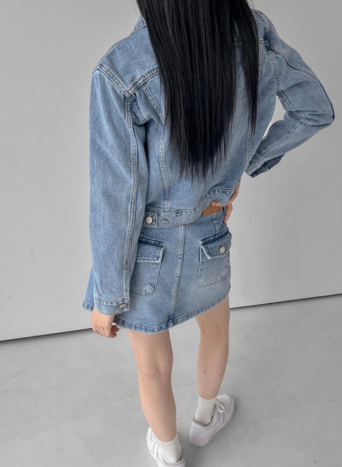 릿킴 데님 자켓 미니 스커트 세트 (free,M)(둘 다 새상품) 상품이미지4
