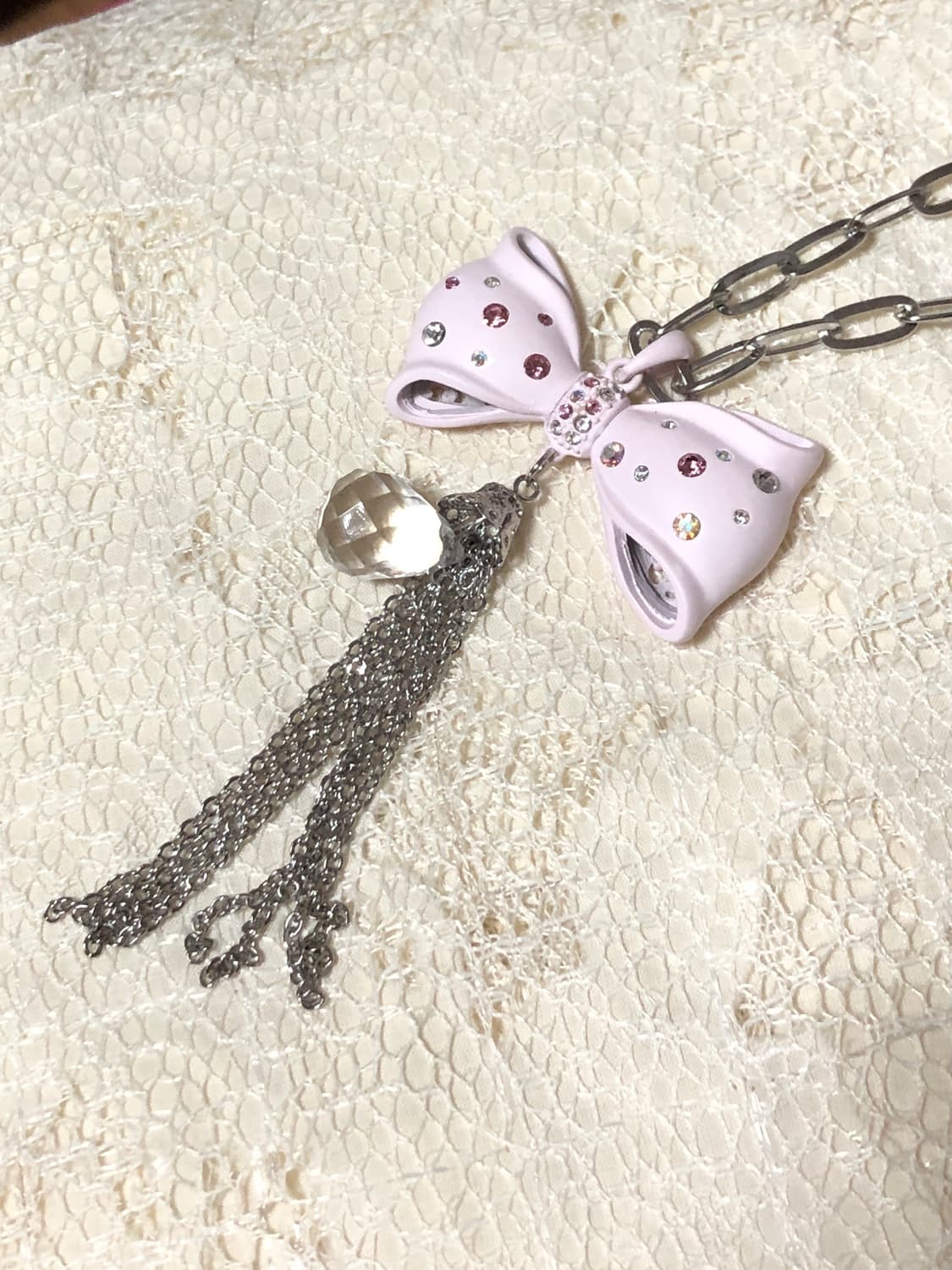 Pink Cubic Ribbon Chain Necklace 상품이미지4