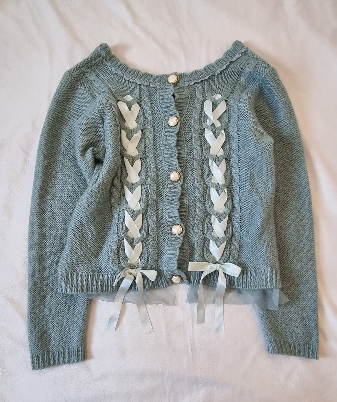 빈티지 엑시즈팜 모리걸 하구미 페어리 리본 니트 상품이미지1