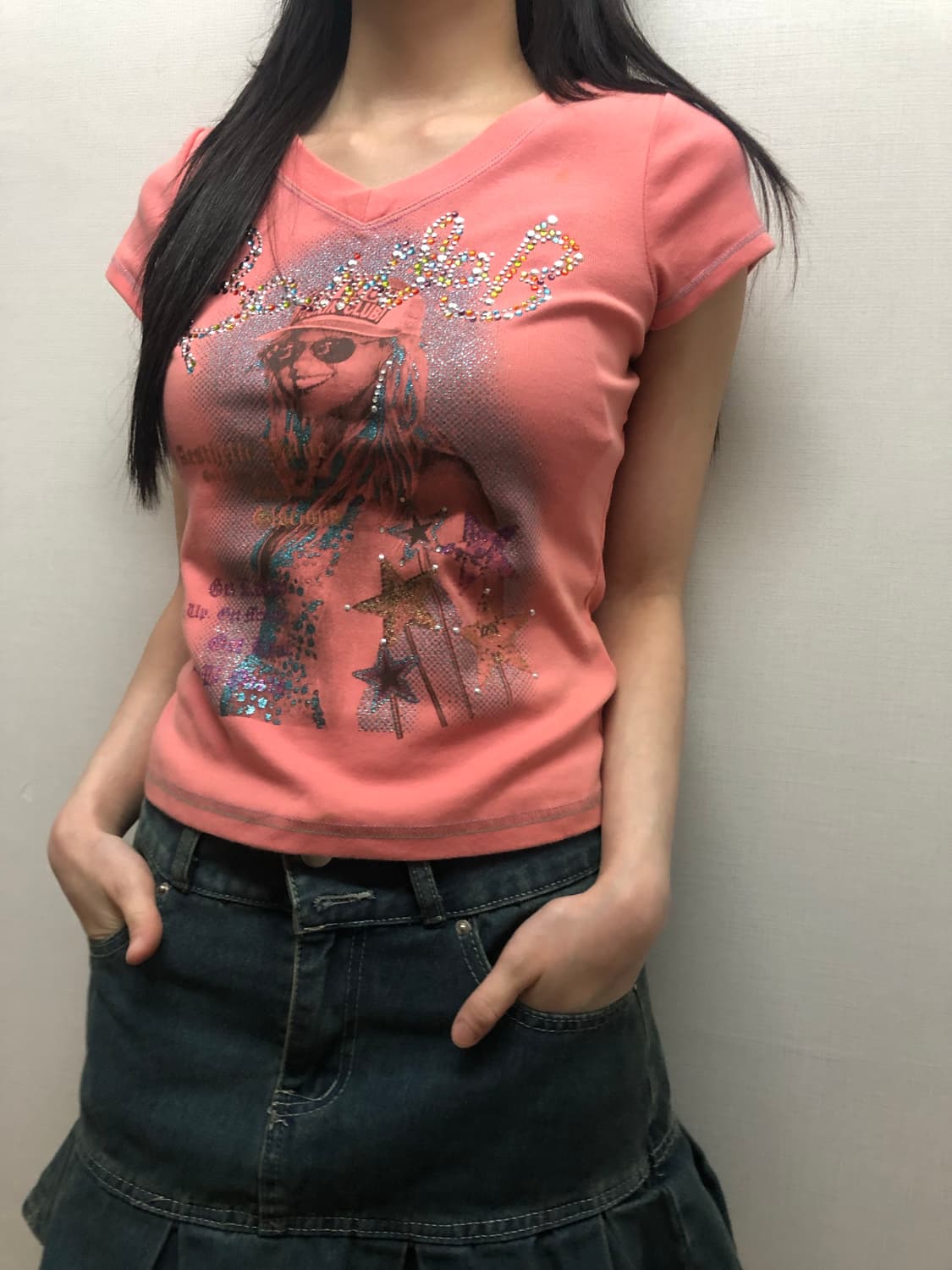 빈티지 핑크 와투케 프린팅 티셔츠 상품이미지6