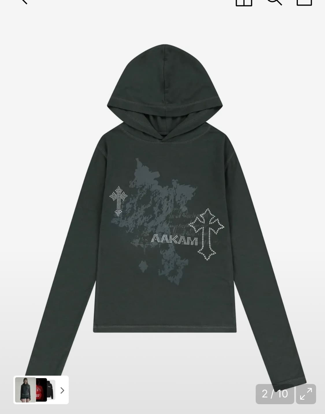 Aakam Studded Cross Hooded Long Sleeve 상품이미지1