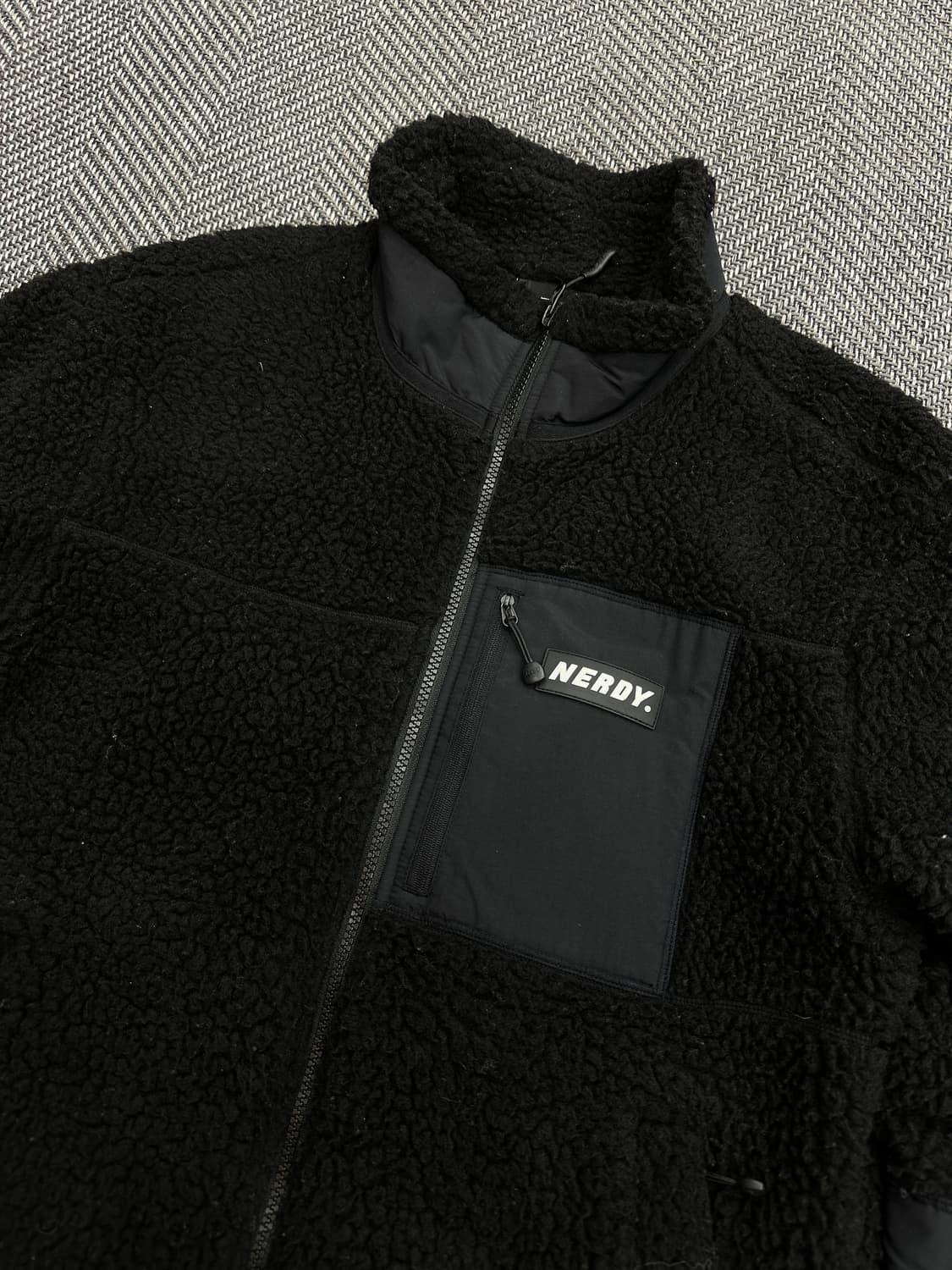 널디 뽀글이 플리스 집업 블랙 상품이미지4