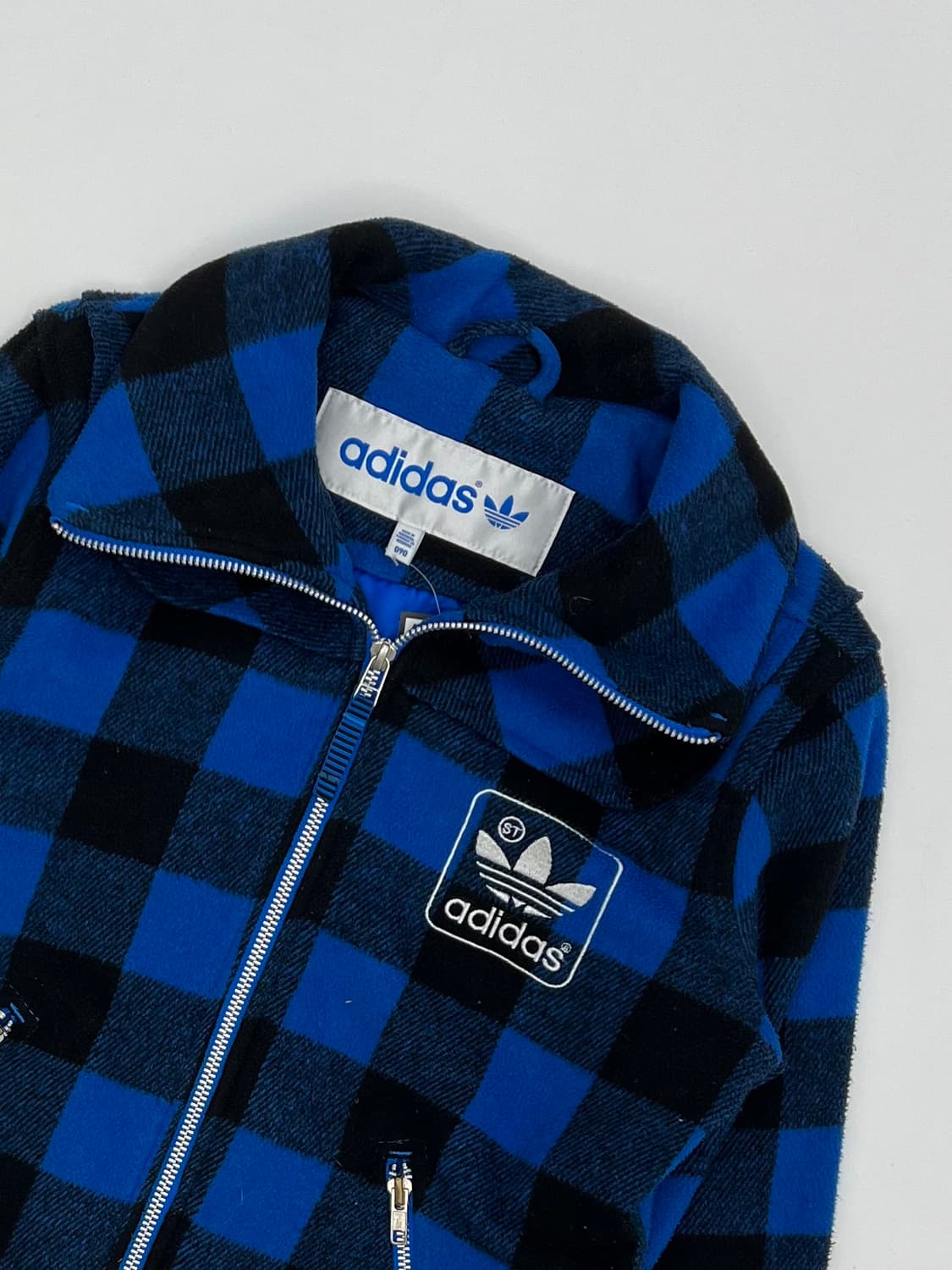 아디다스 로고 자수 모직 체크 집업 자켓 상품이미지2