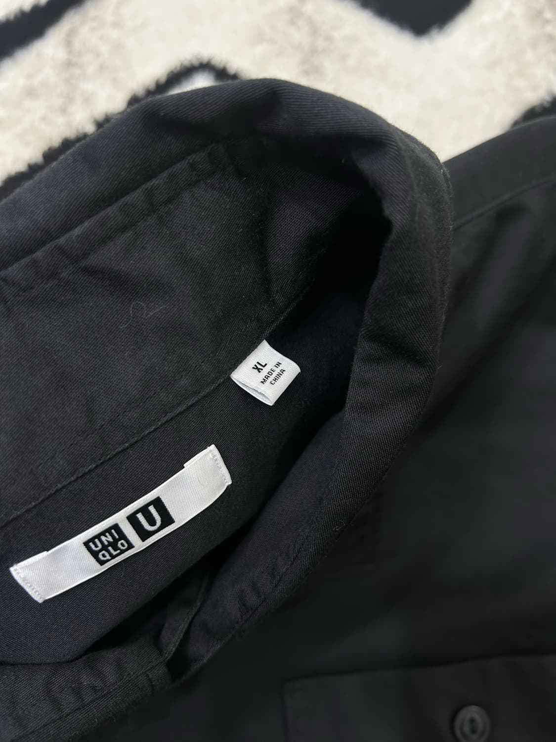 [XL]유니클로U 오버핏 코튼 투포켓 워크 셔츠/블랙 상품이미지5