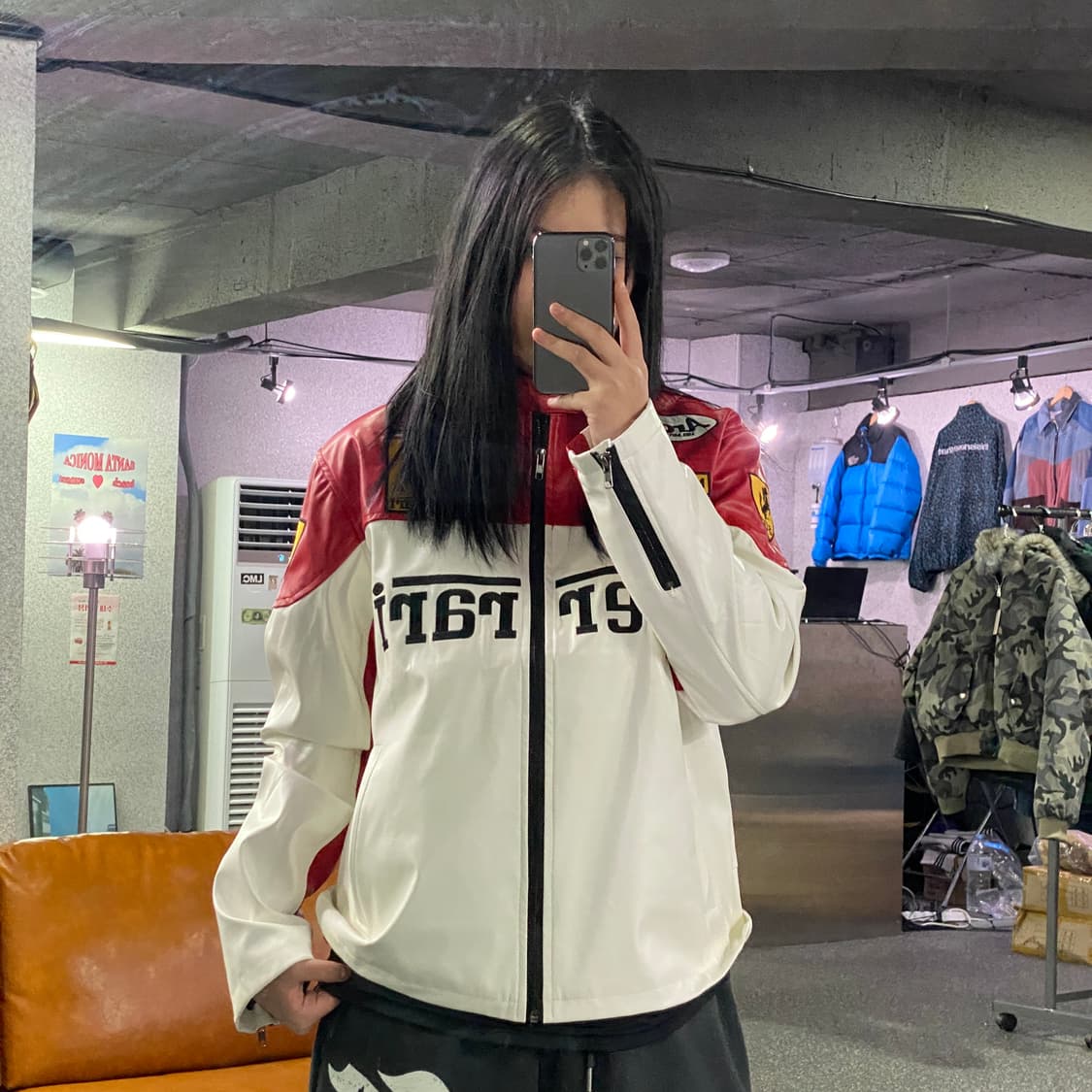 페라리 F1 자수로고 레드 레더자켓 B3619 상품이미지1