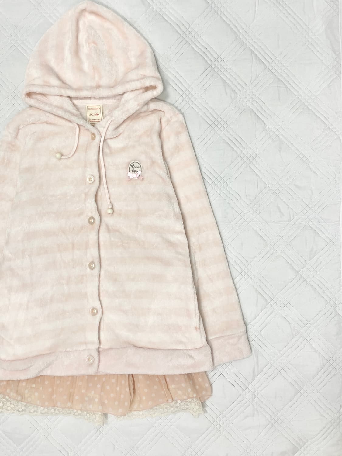 ꒰ঌ 폭닥 스트라이프 핑크 후드집업 ໒꒱ 상품이미지2