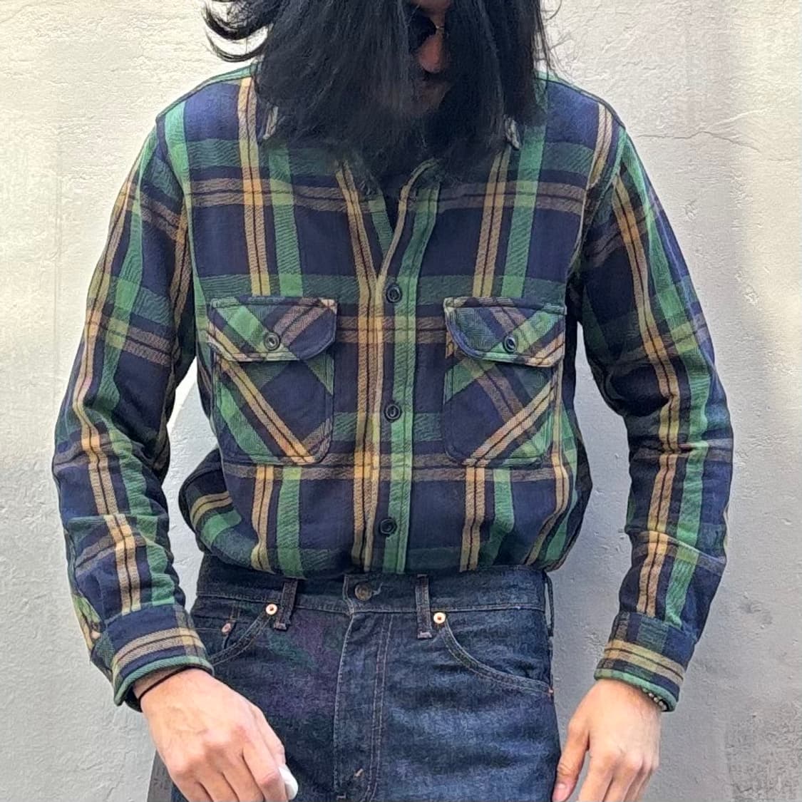 알카자 헤비 플란넬 체크 셔츠 상품이미지8