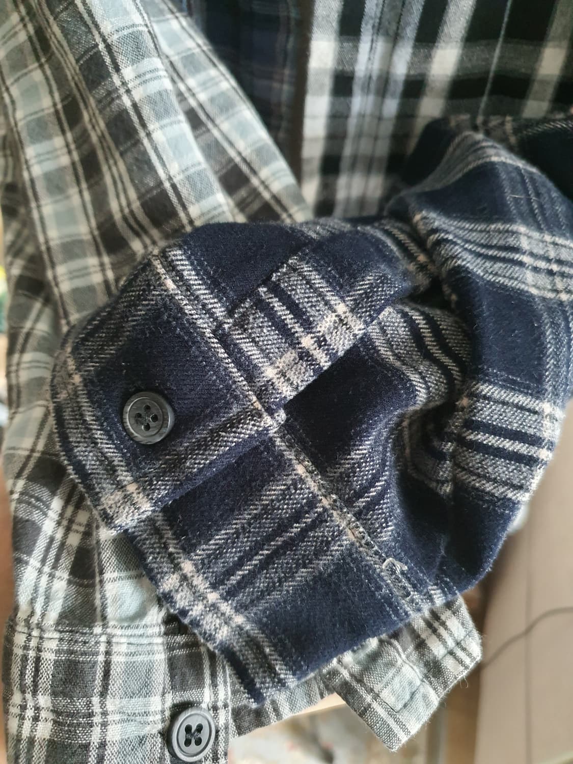 [모리걸] 배색 패치워크 체크 남방 셔츠 상품이미지4