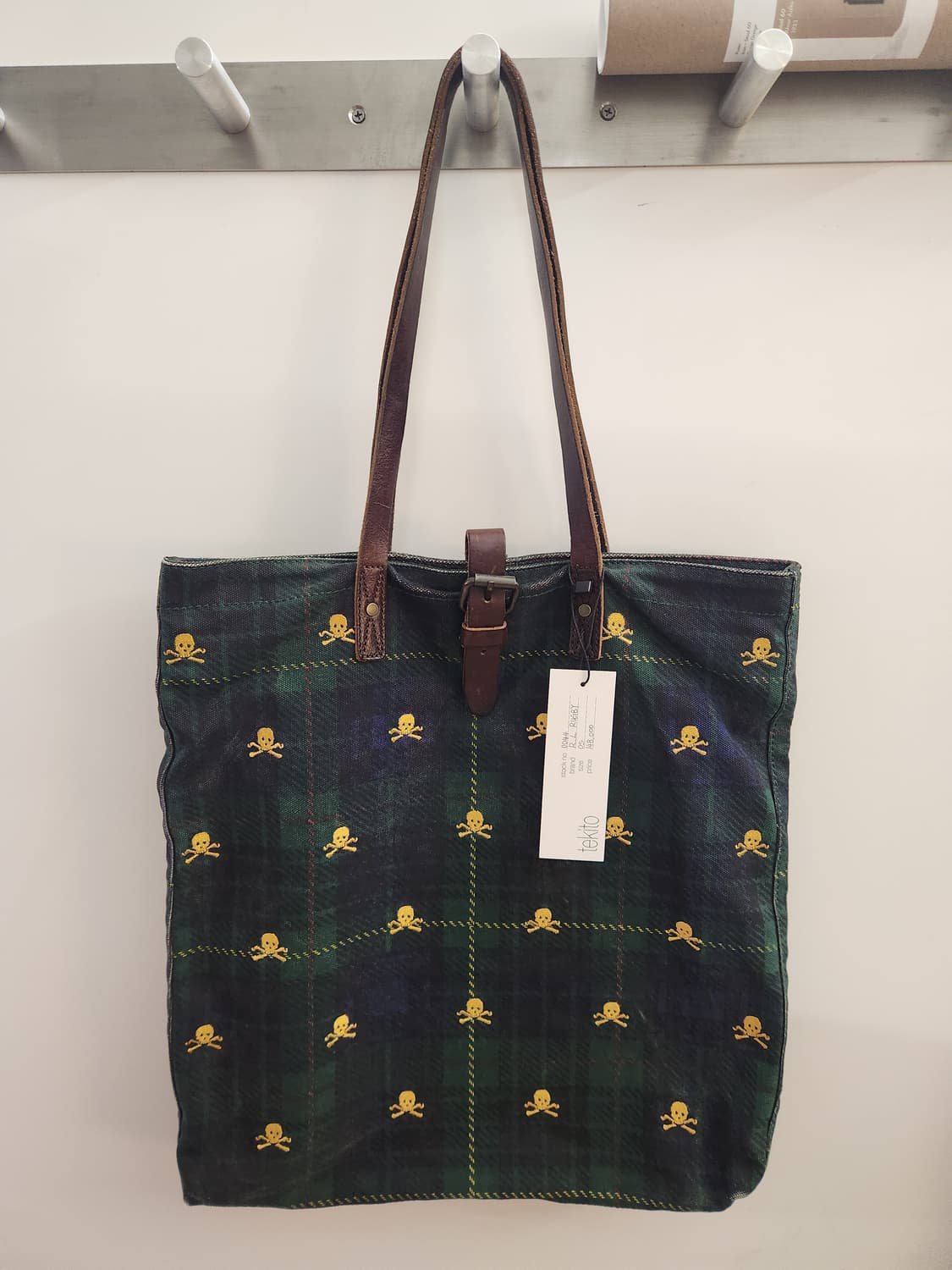 폴로 랄프로렌 럭비 스컬 블랙와치 타탄 체크 토트백 상품이미지1