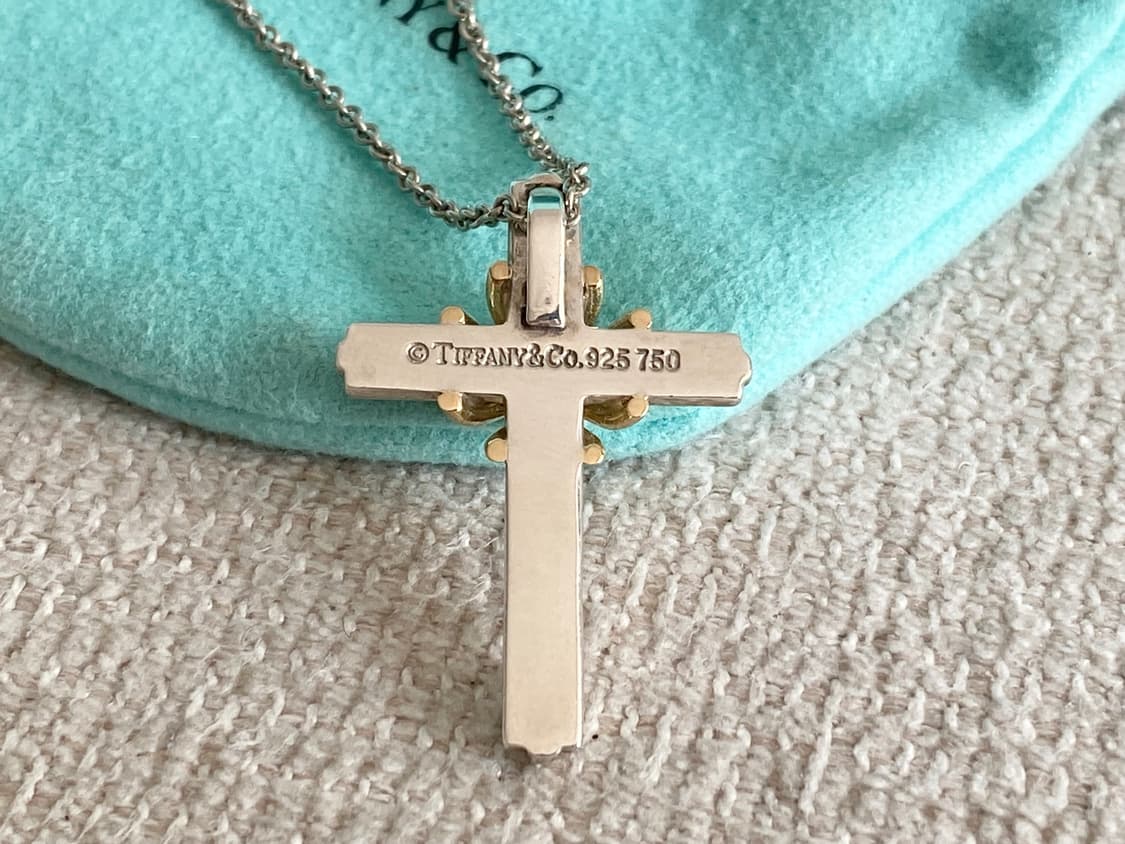티파니 시그니처 십자가 18k 콤비 실버 남녀공용 상품이미지6