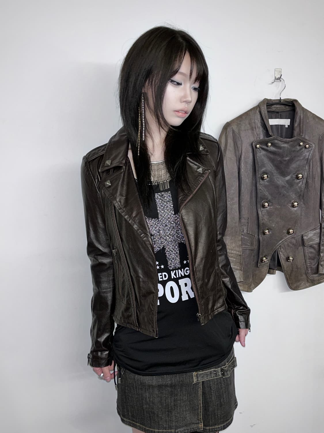 시스템 다크 브라운 라이더 레더 자켓 상품이미지2