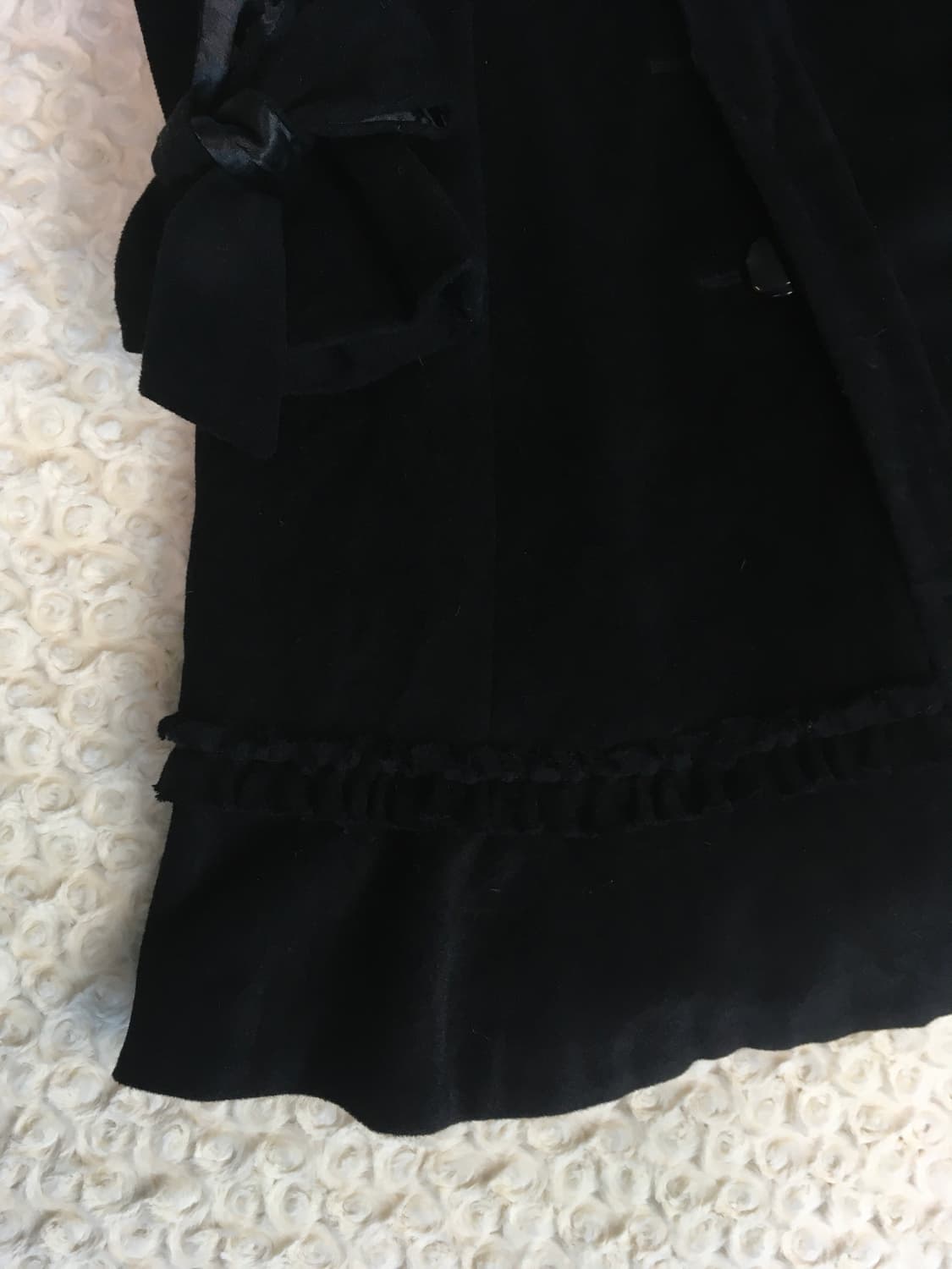 jpn vintage black fur collar frill coat 상품이미지7