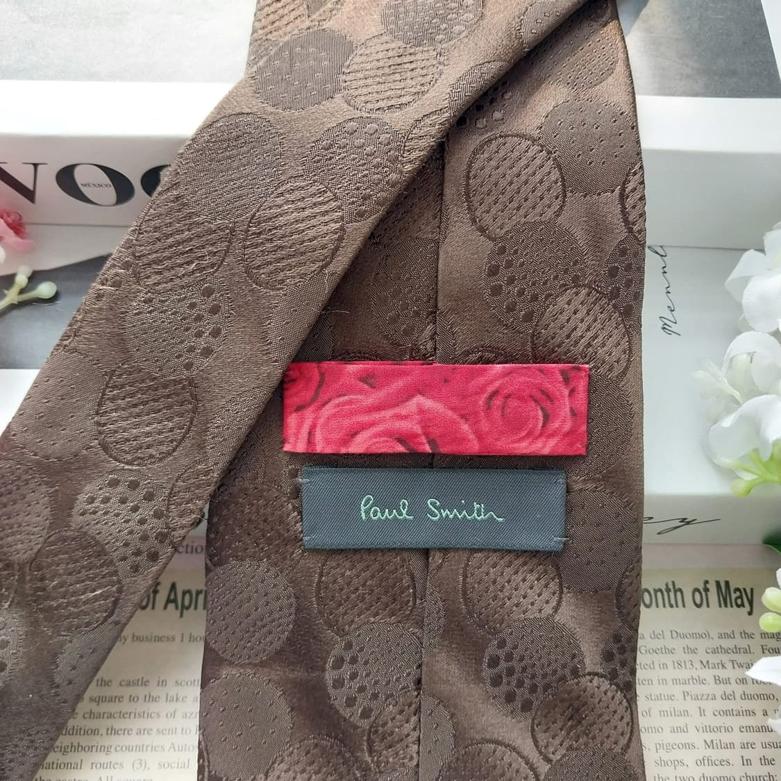 폴 스미스 실크 브라운 자카드 패턴 넥타이 9.4cm A+등급 k2050 상품이미지6