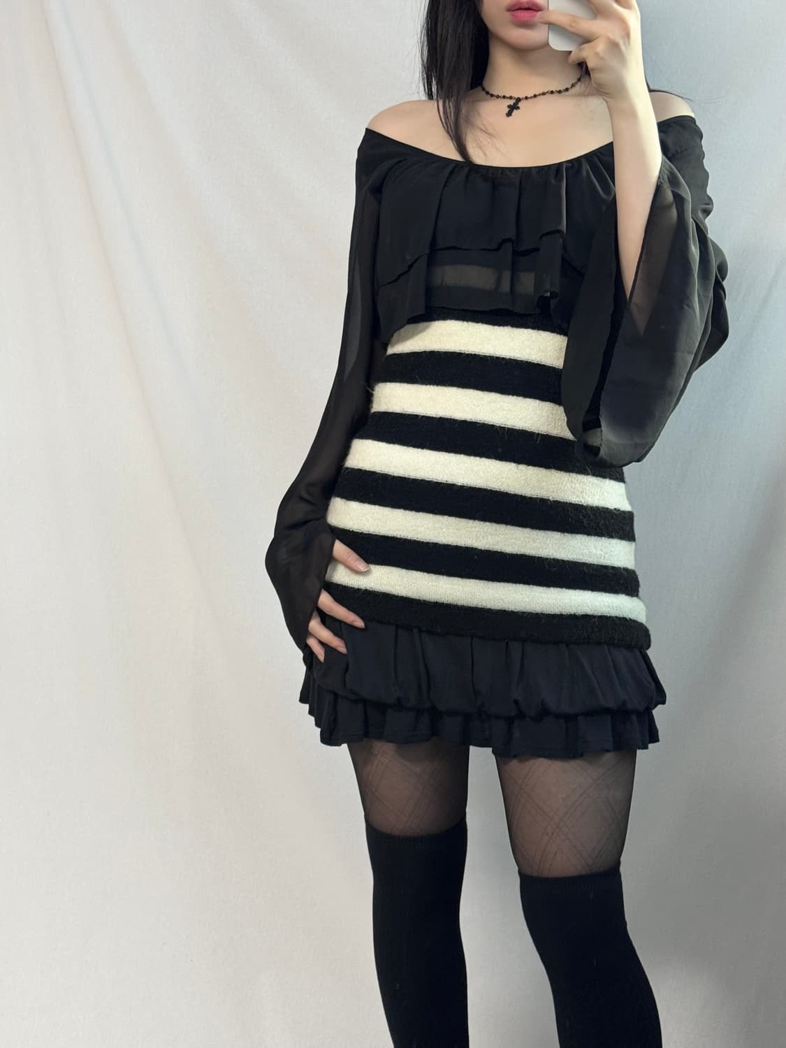 퍼프 밑단 미니 스커트 상품이미지7
