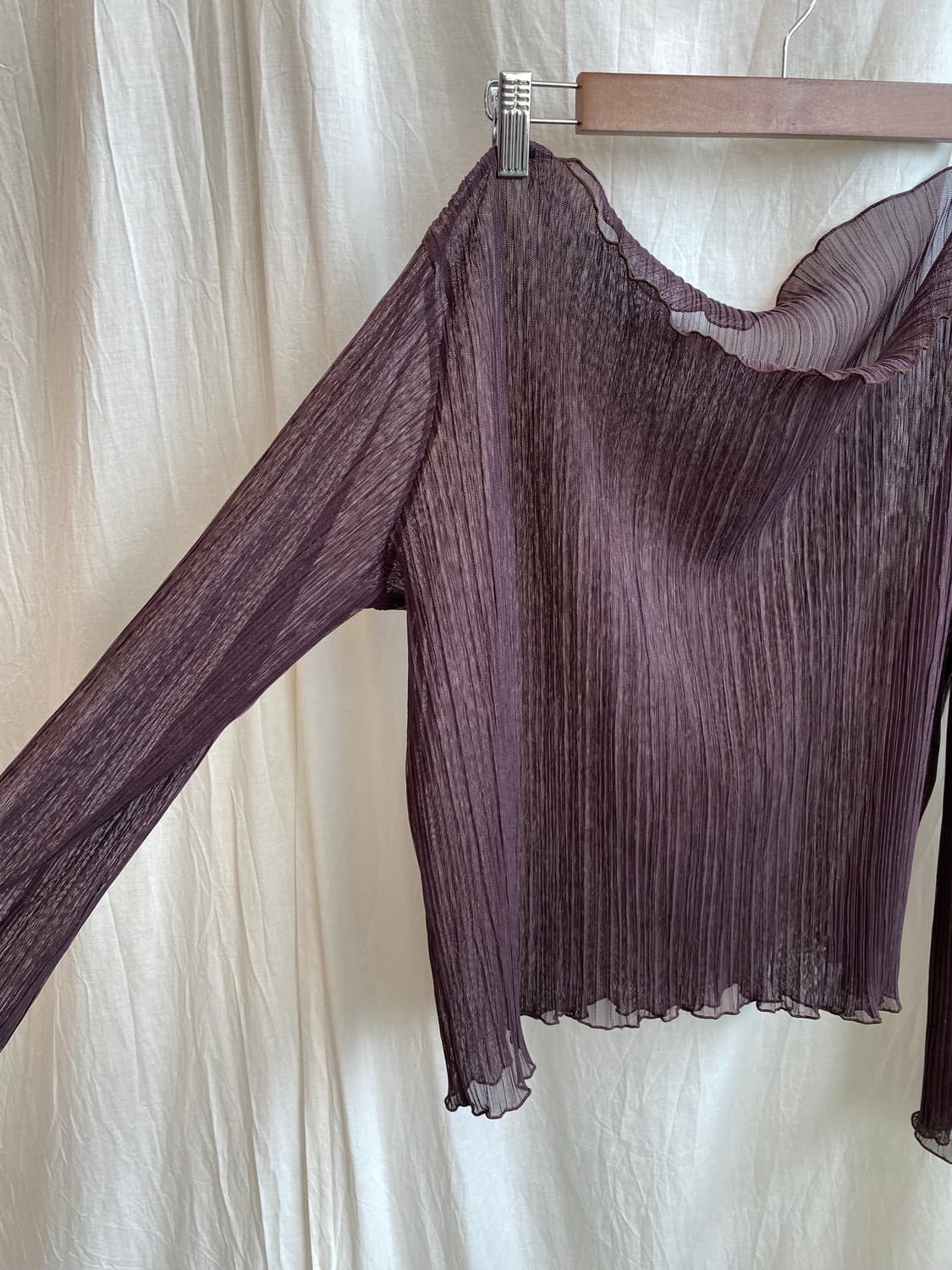 퍼플브라운 시스루 플리츠탑(L-XL) 상품이미지5