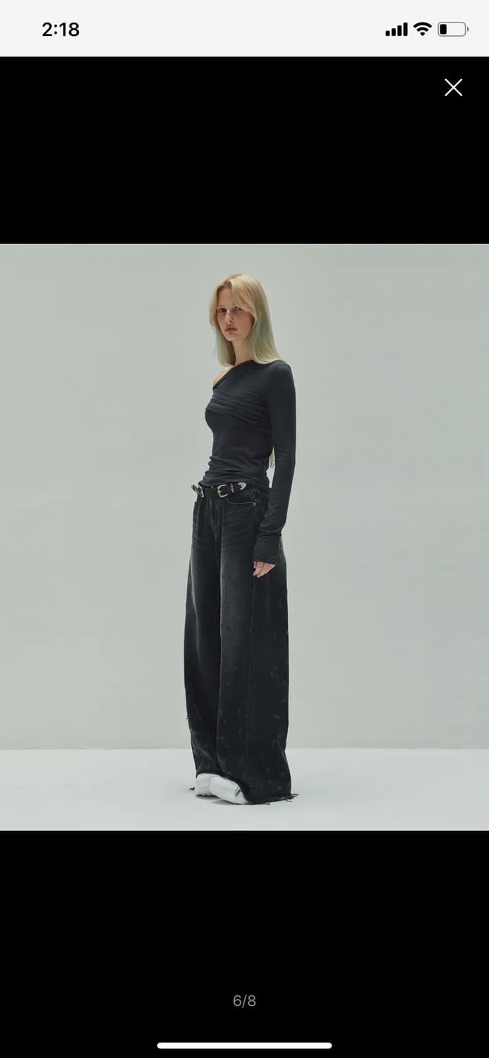 다이애그널ONE OFF SHOULDER TOP (grey)  상품이미지6