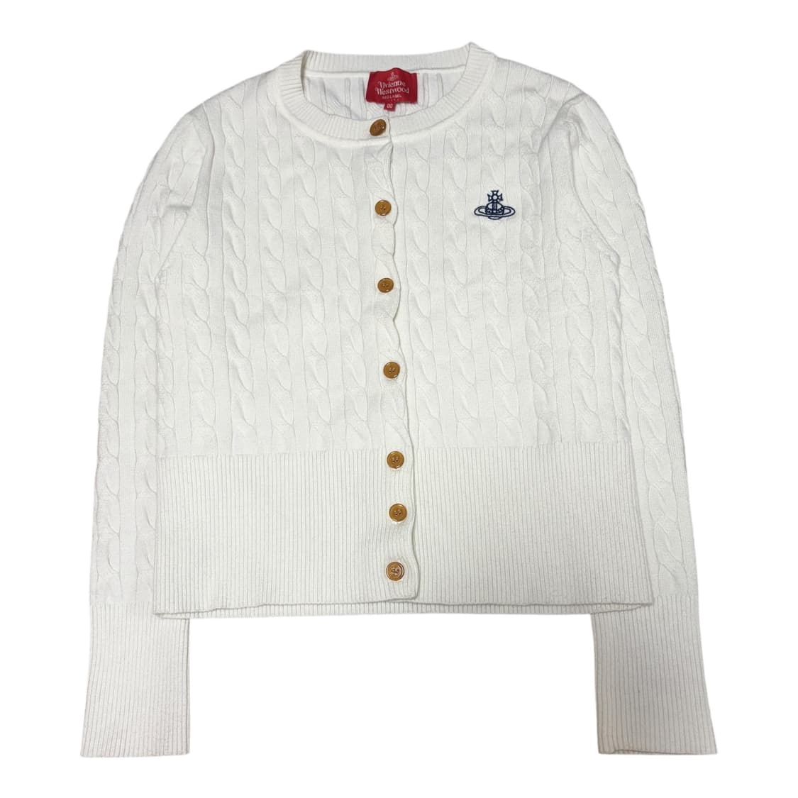 비비안 웨스트우드 레드라벨 화이트 케이블 니트 가디건 상품이미지1