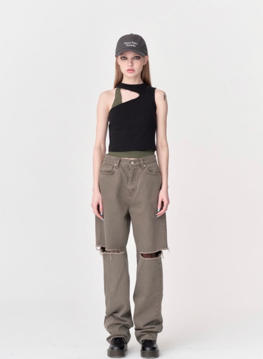 leey yeel 컷팅진 cutting jean dusty brown 상품이미지1